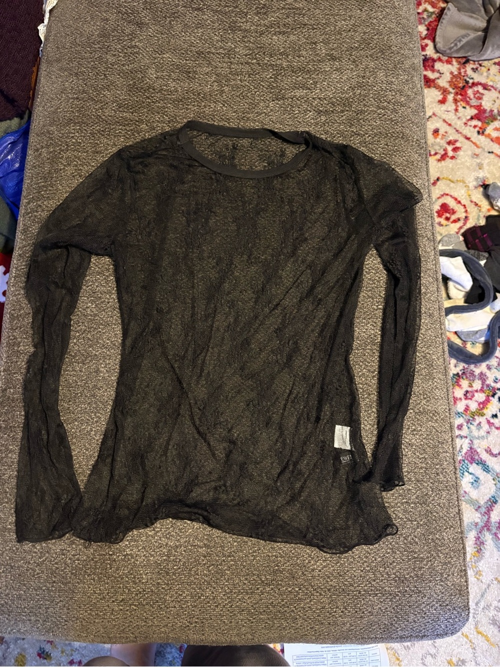 Semi-Sheer Black Long-Sleeve Women's Top